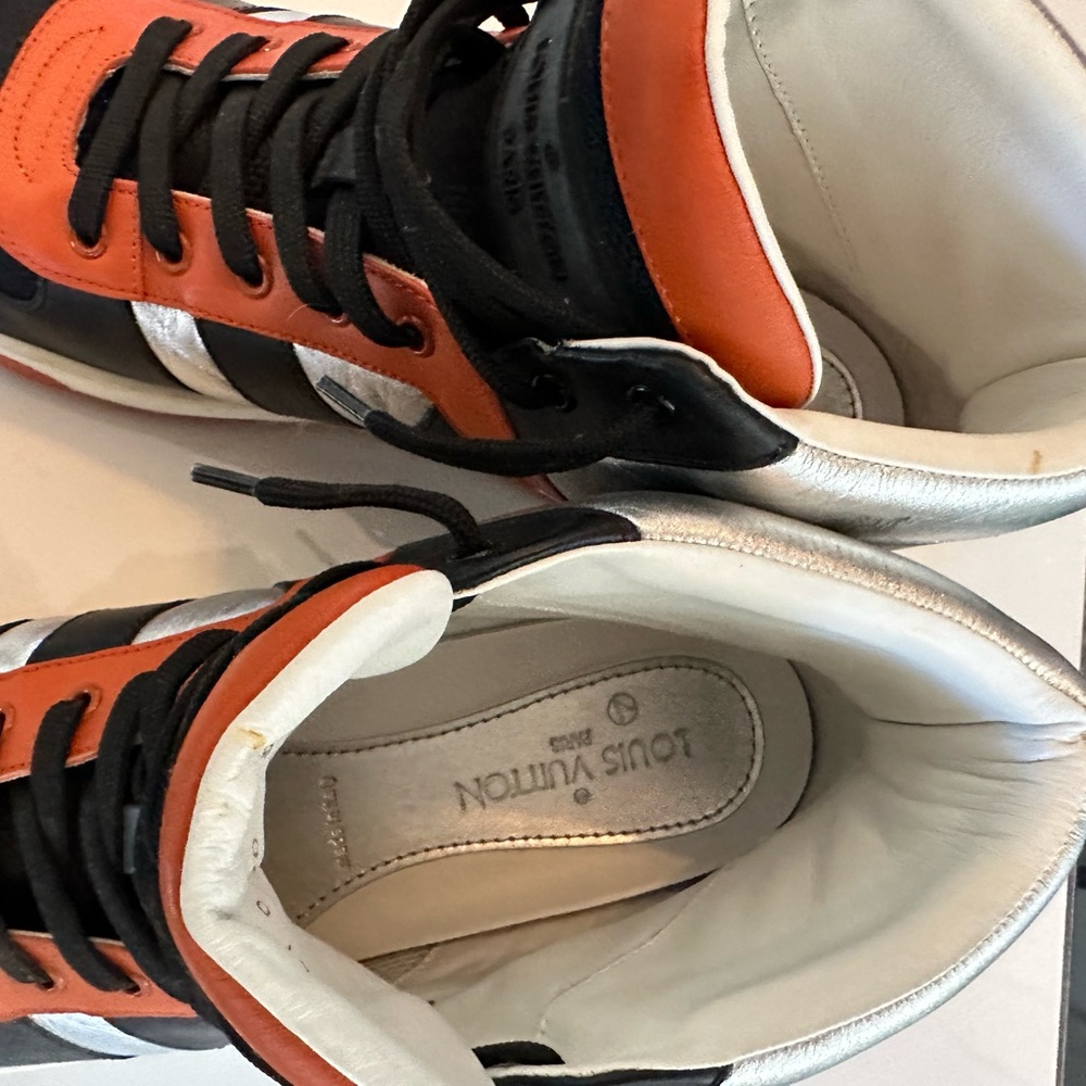 Louis Vuitton Black and Orange High-Top Sneakers - Picture 4 of 8